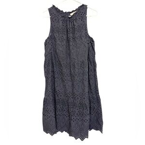 2/$30 LOFT Navy Blue Eyelet Sleeveless Tiered Dress Size L
